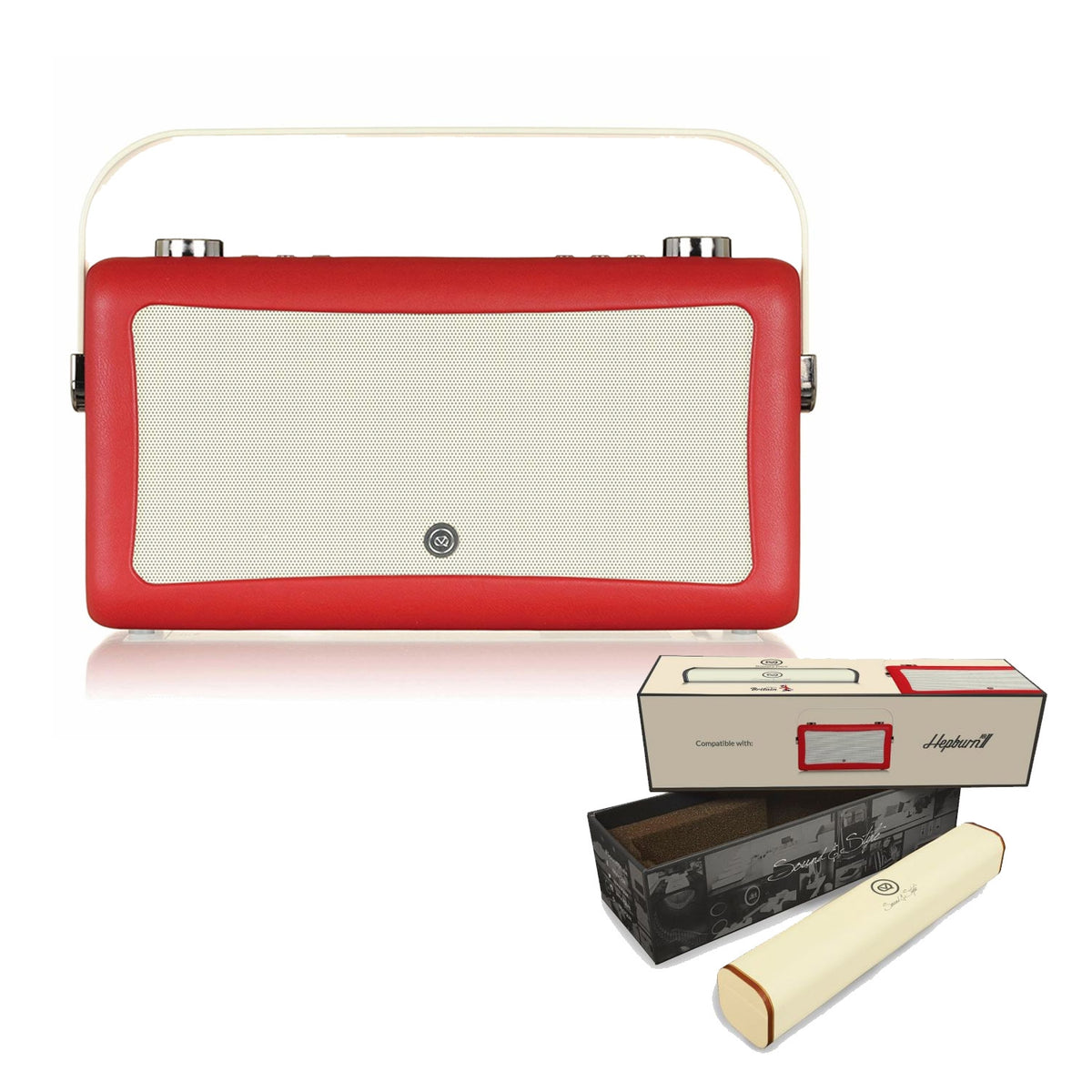 VQ Hepburn Mk II Portable DAB+/FM Radio & Bluetooth Speaker with Rechargeable Battery Pack in Red - 1