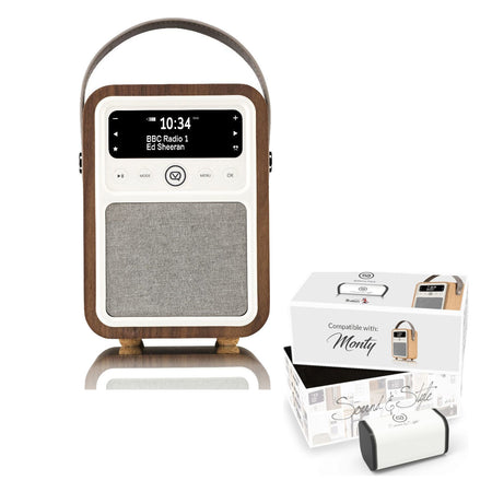 VQ Monty Portable DAB/FM Radio & Bluetooth Speaker with Rechargeable Battery Pack in Walnut - 1