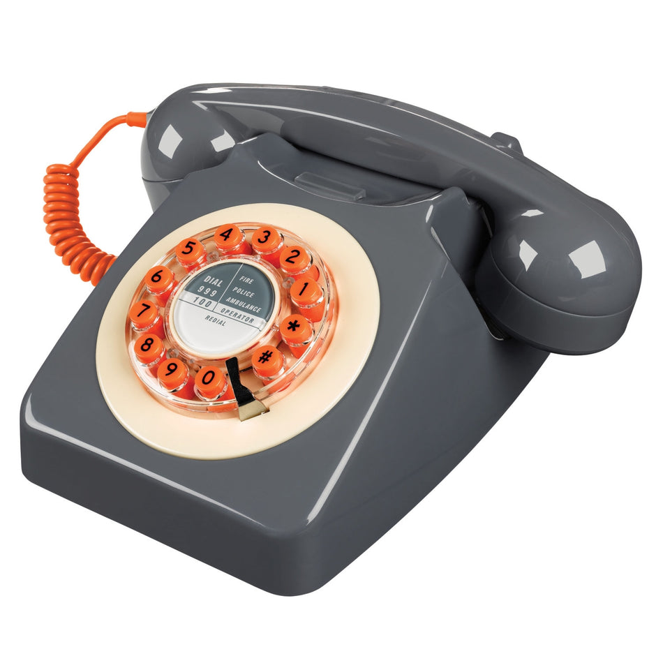 Wild Wood Retro 746 Telephone in Concrete Grey Landline Phones Wild Wood   