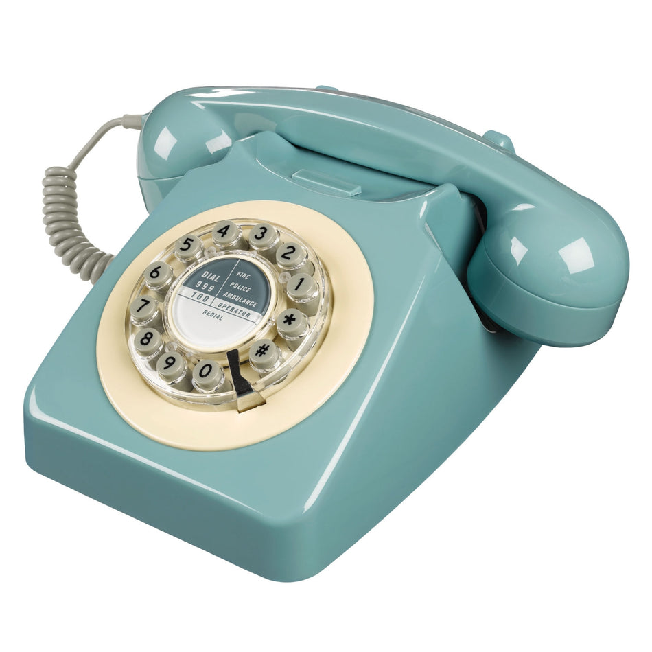 Wild Wood Retro 746 Telephone in French Blue Landline Phones Wild Wood   