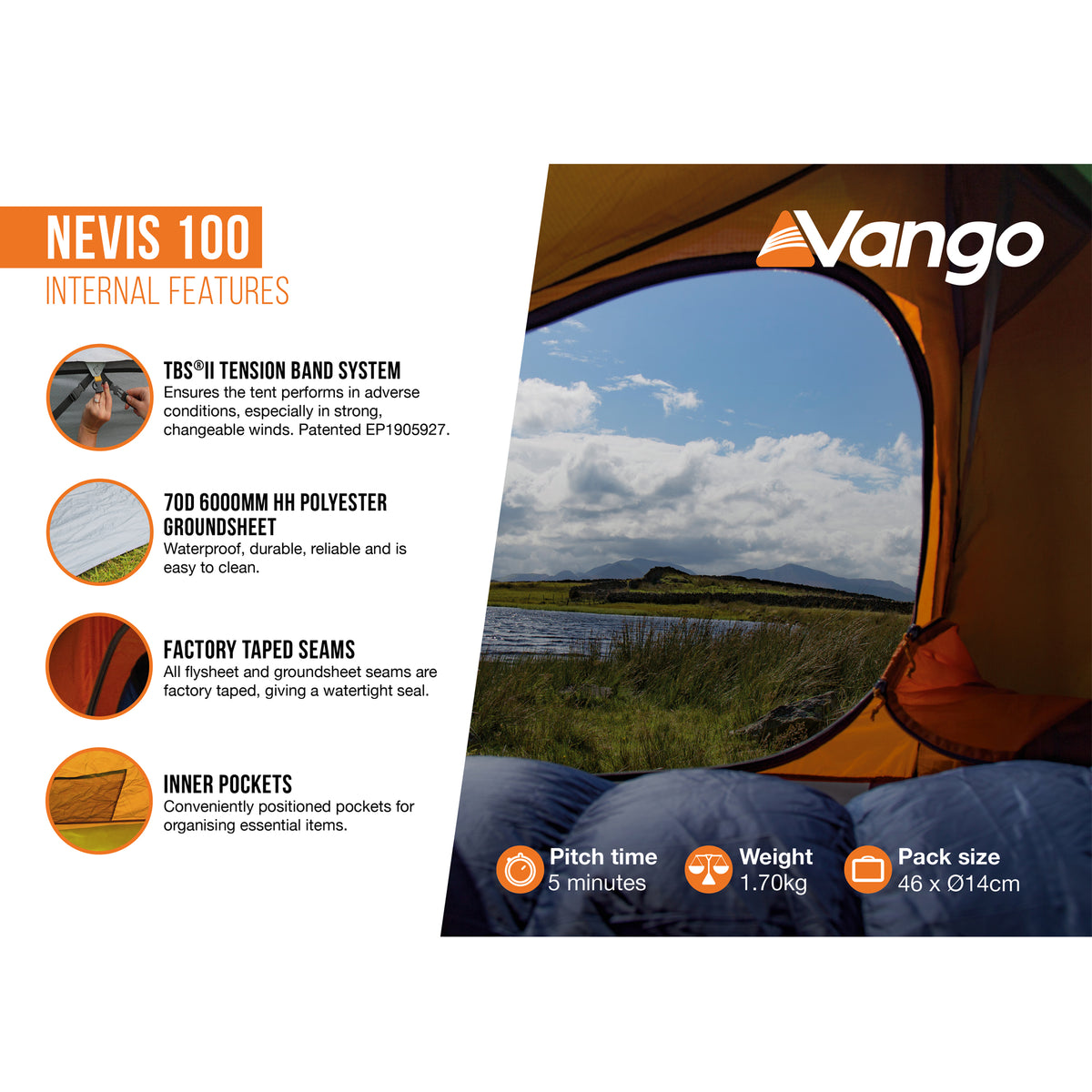 Vango Nevis 100 1-Person Tent - liGo.co.uk